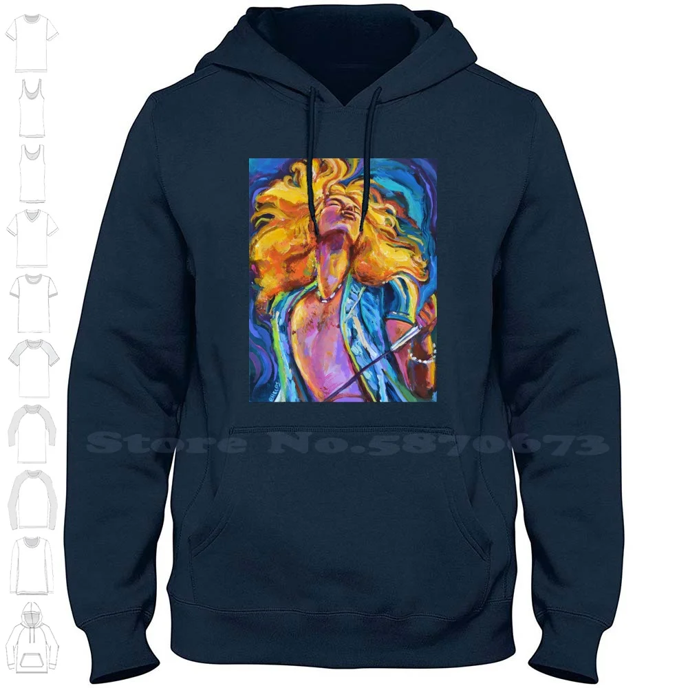 Robert Plant Wild Hair Portrait Streetwear Sport Hoodie Sweatshirt Robert Plant Robert Plant Led 70s 60s 80s Electric Curly