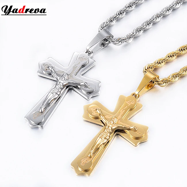 Religion Jesus Kruzifix Kreuz Edelstahl Heiliger St. Benedikt Anhänger Religiöser Schmuck Accessoires Weihnachtsgeschenk – Detail 1