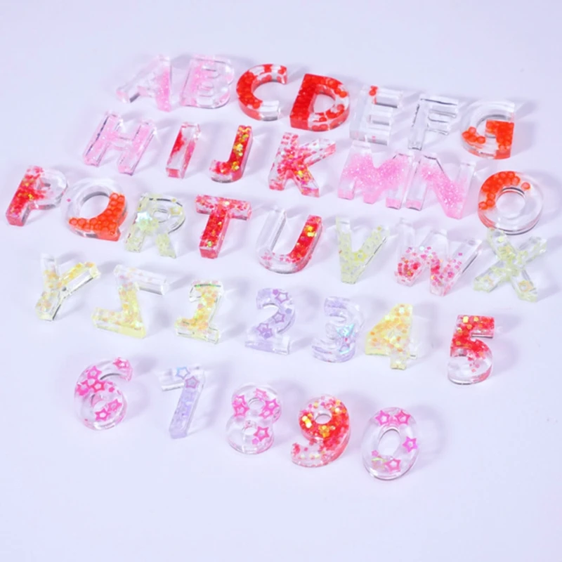 Alphabet Crystal Epoxy Resin Mold English Letters Number Pendant Casting Silicone Mould DIY Crafts Jewelry Making Tools