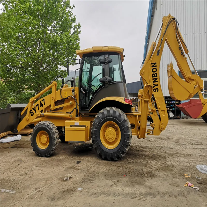 SY747 Wheeled Excavator Backhoe Loader 74KW Power Excavation Loading Bucket