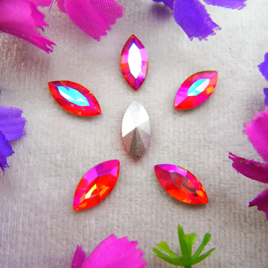 AB Farben 8 Größen Navette Pferdeaugen-Markise Form Glas-Klebekristalle Strass-Ornamente Zubehör DIY-Verzierung – Detail 13