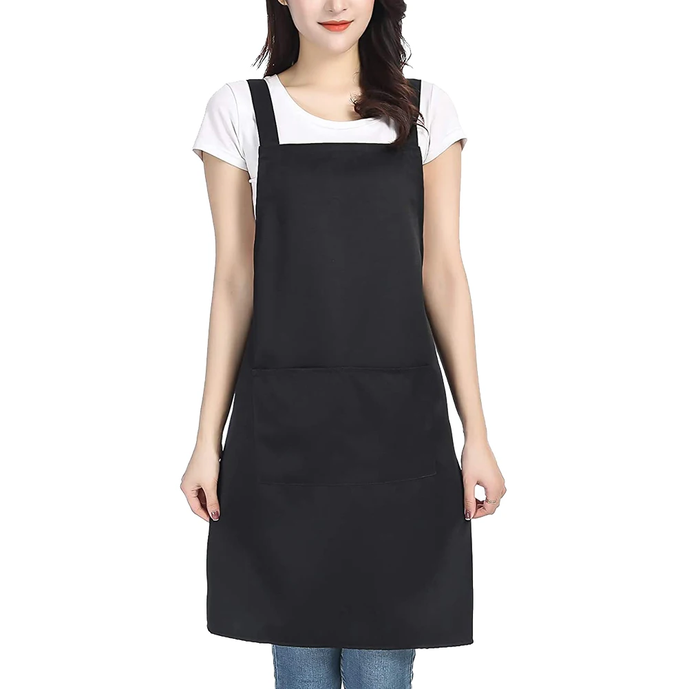 Fashion Simple H-type Shoulder Apron Unisex Apron Kitchen Work Garden Doble Sided Two Pocket Cover Smock