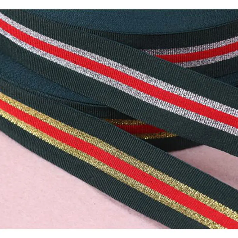 3M 2.5cm width Gift Strap Canvas Ribbon Gold Green Medal Belt Backpack Straps Hand band Cloth Hat Bow Pants Sewing Accessories