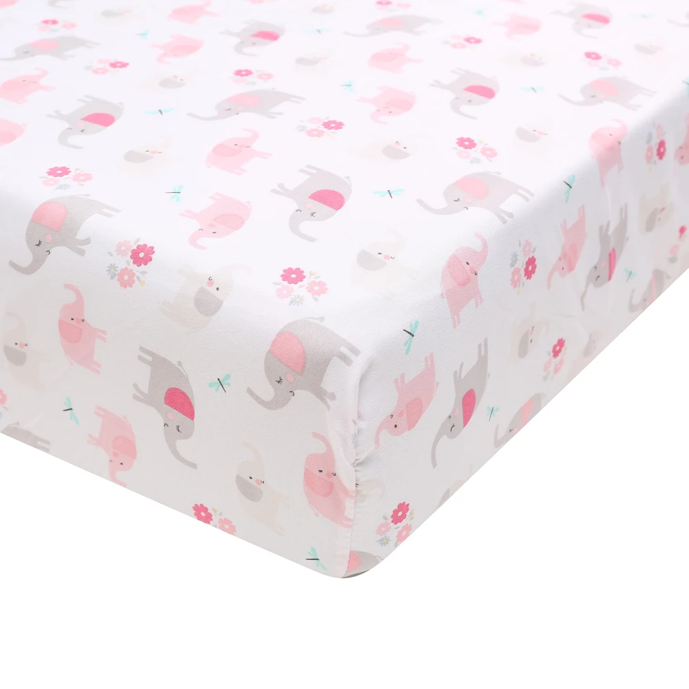 Juego de ropa de cama para cuna de bebé, elefante rosa, incluye edredón, Sábana de cuna, falda de cuna, gran oferta, 3 piezas