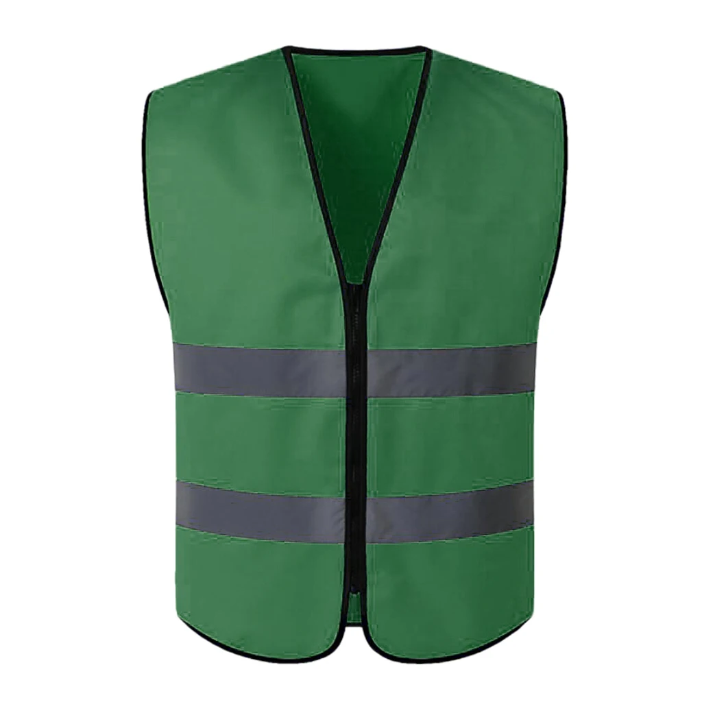 High Visibility Zipper Front Safety Vest With Reflective Strips, Premium, 5 Colors Optional