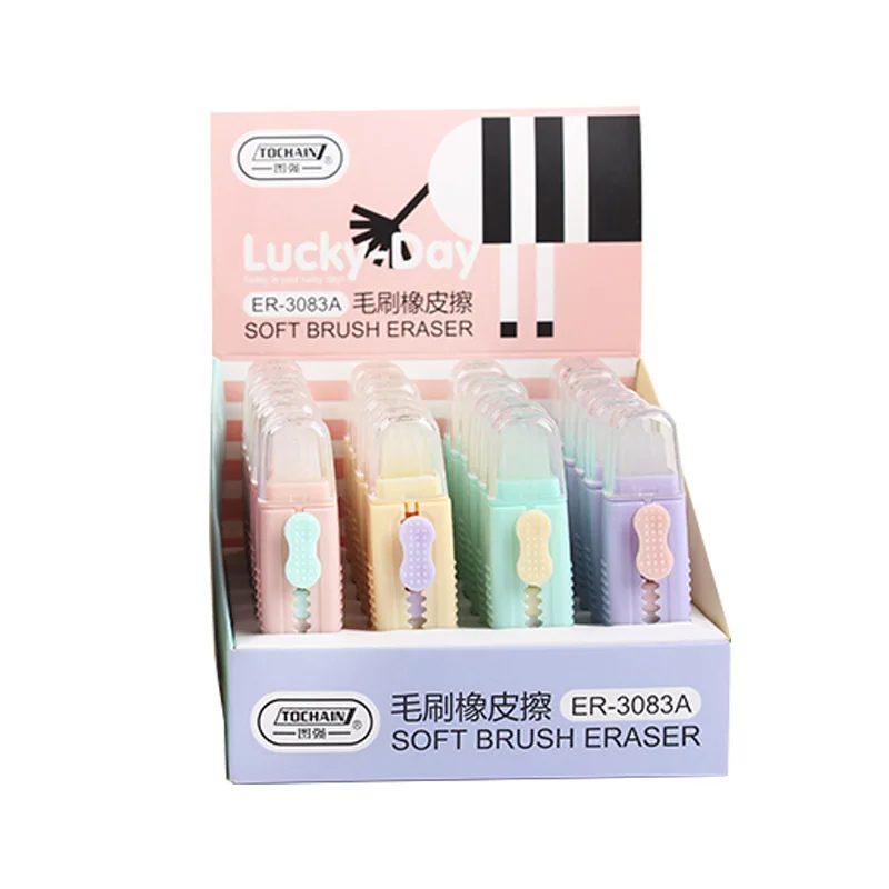 Creative Push Pull Eraser With soft Brush Pencil Rubber For Kids Drawing Writing Wiping Stationery School Supplies