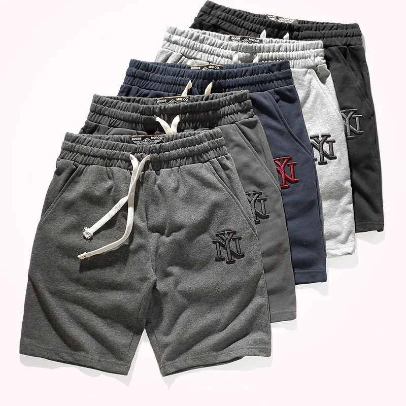 2021 Summer Short Swaetpants Men's Fitness Running Casual Shorts Elastic Waist Drawstring Pure Cotton Sports Five-point Pants