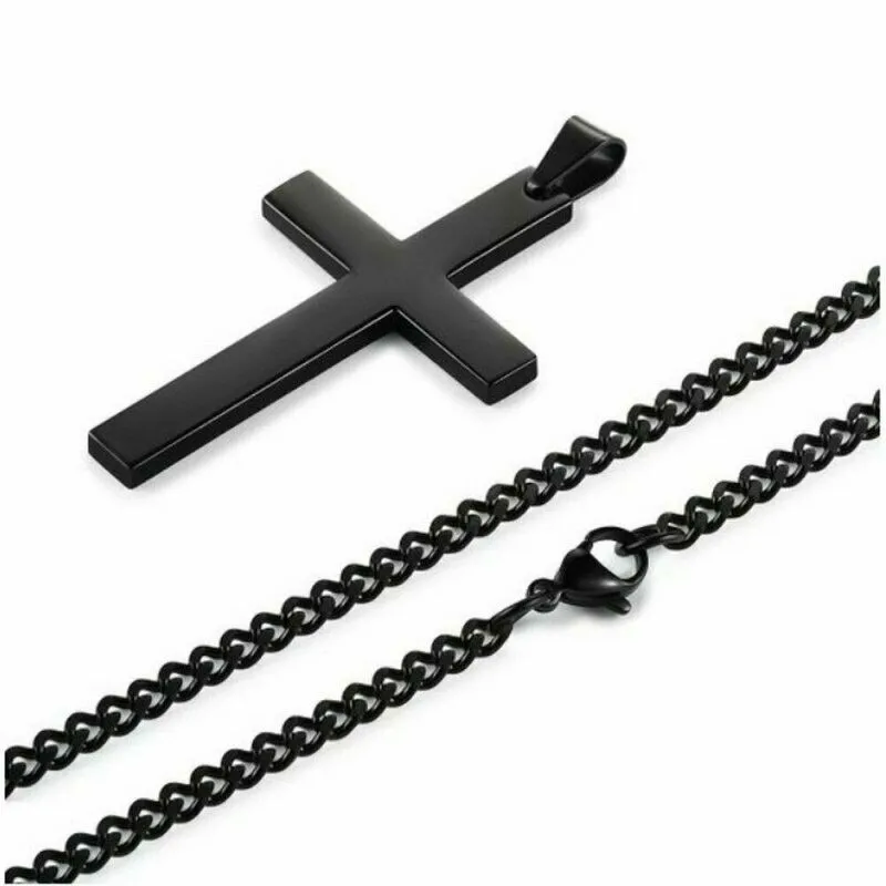 Fashion Classic Simple Cross Pendant Necklace For Women Men Stainless Steel Link Chain Charm Necklace Punk Hip Hop Jewelry Gift