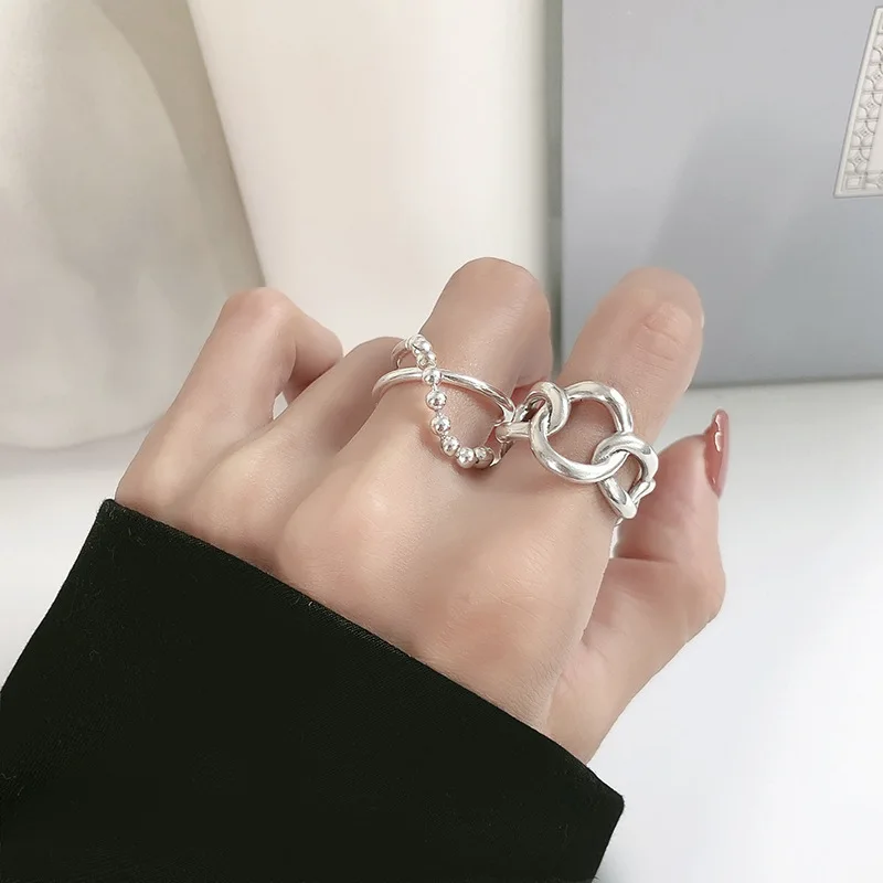 Authentic 925 Sterling Silver Rings chain round change Finger Rings for Women Wedding Original Silver Jewelry