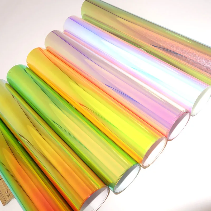 25*25CM/Blatt Chameleon Holographische Wärme Transfer Vinyl Roll Kleidung Logo Druck HTV Eisen Auf Wärme Drücken für Circut