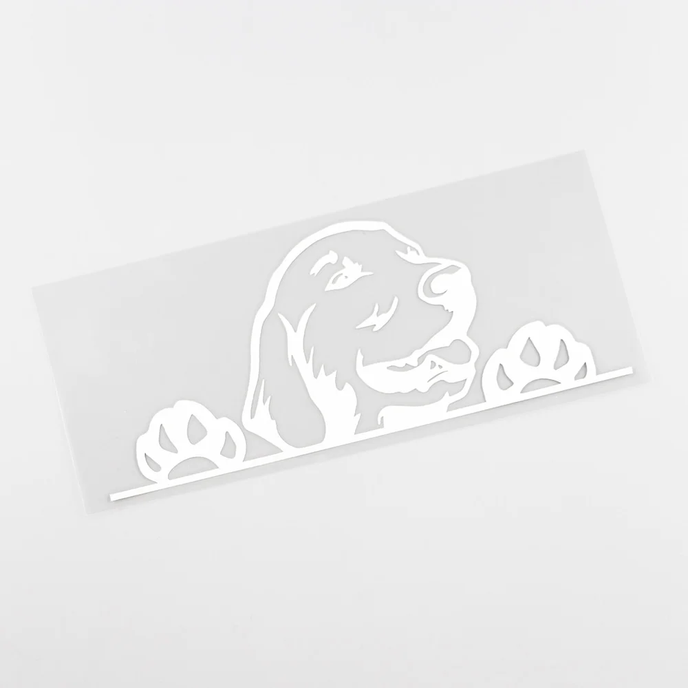 YJZT  Creative Golden Retriever Dog Peeking Vinyl Car Stickers Black/Silver