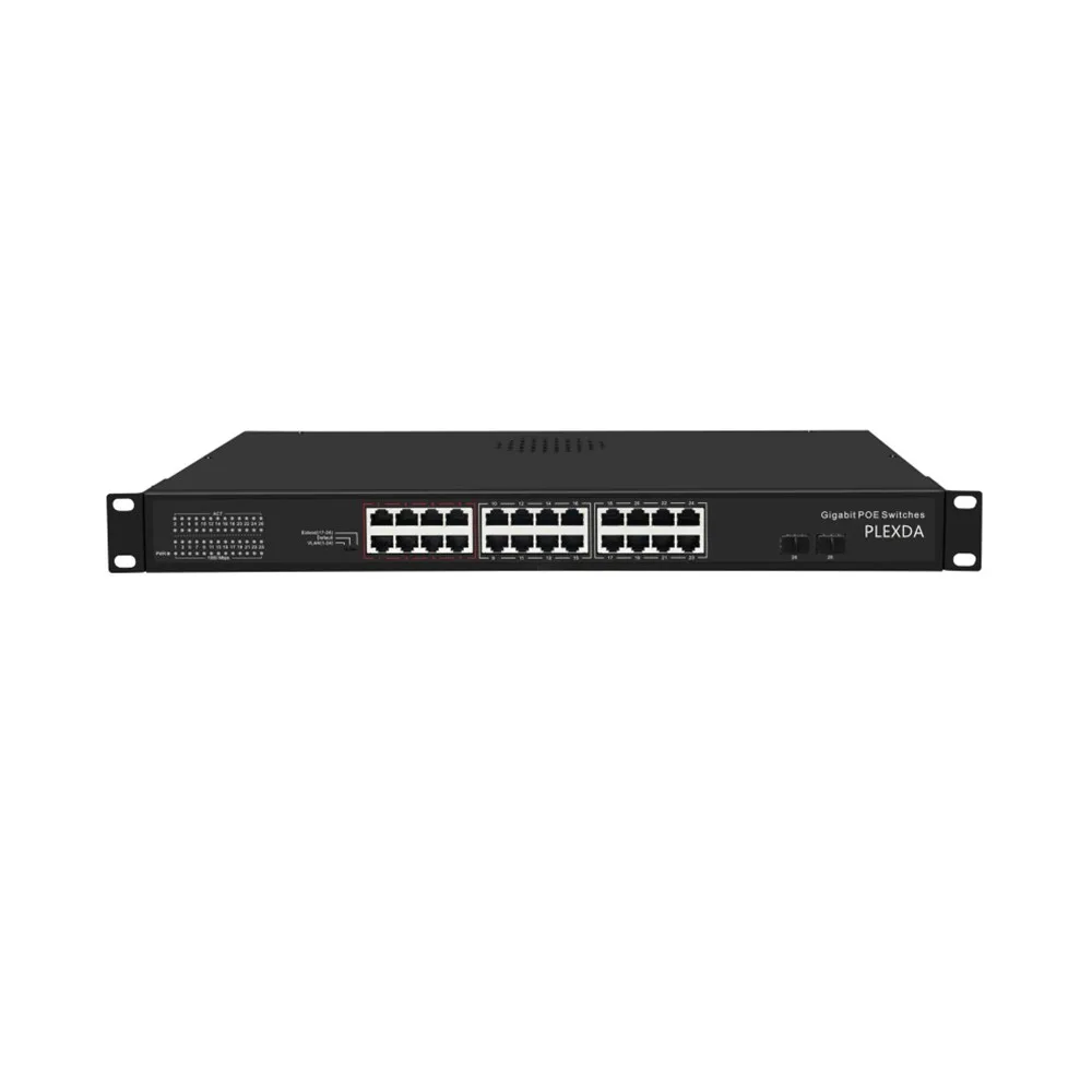 

Plexda 26Ports Gigabit 30W PoE+ Switch, 2x SFP solts (SGD901-AFG-242S-300)