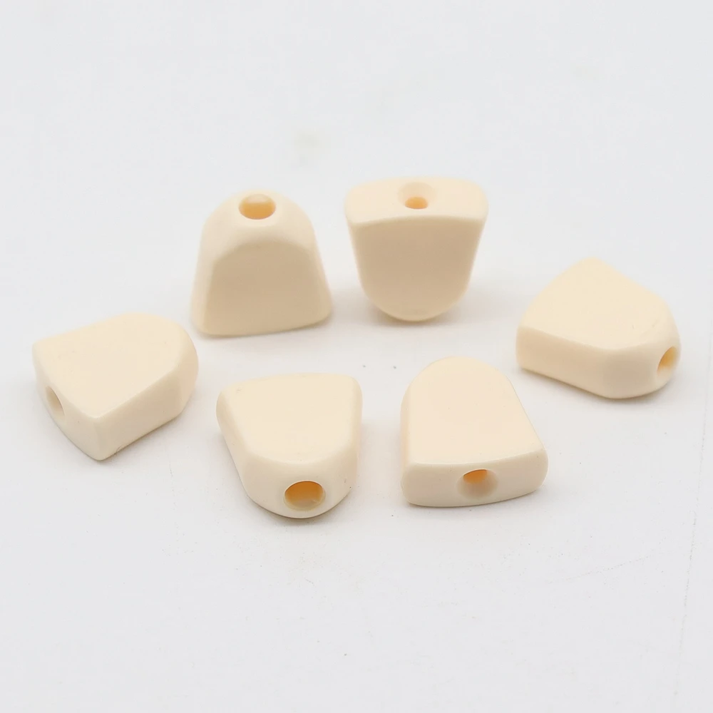 6pcs Wooden folk Electric Guitar Tuners handle Button head hat handle Plastic Trapezoid  hand Cream color