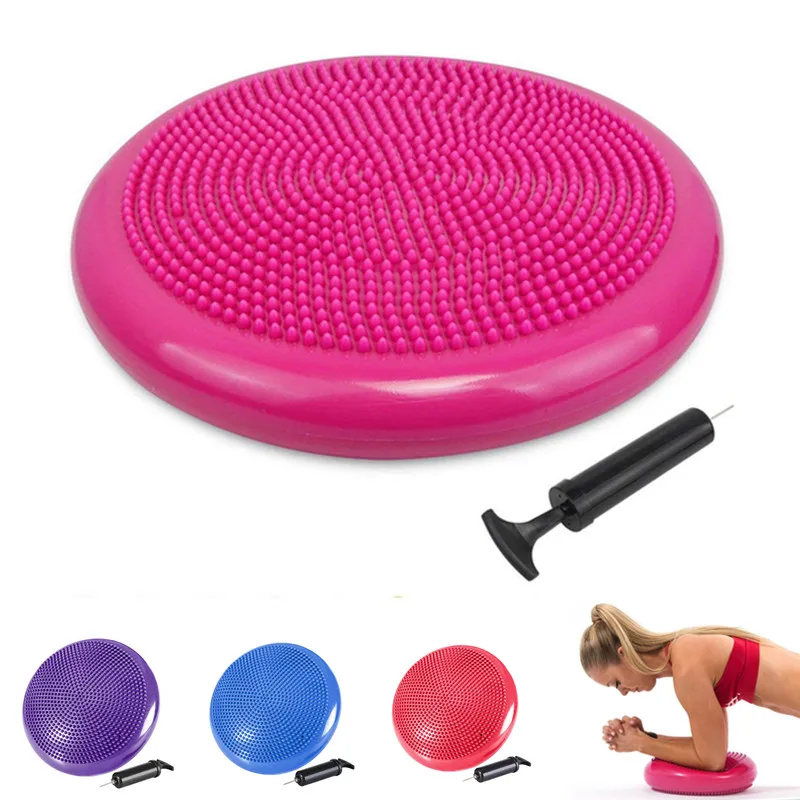 33x33cm Inflatable Yoga Massage Ball with Air Pump Stability Wobble Cushion Yoga Balance Disc Exercise Ball Pilates Workout