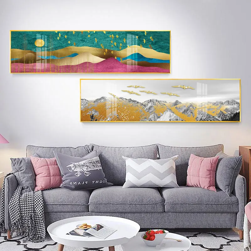 

Abstract bedside golden canvas painting posters and print modern banner wall art pictures for living room bedroom home décor