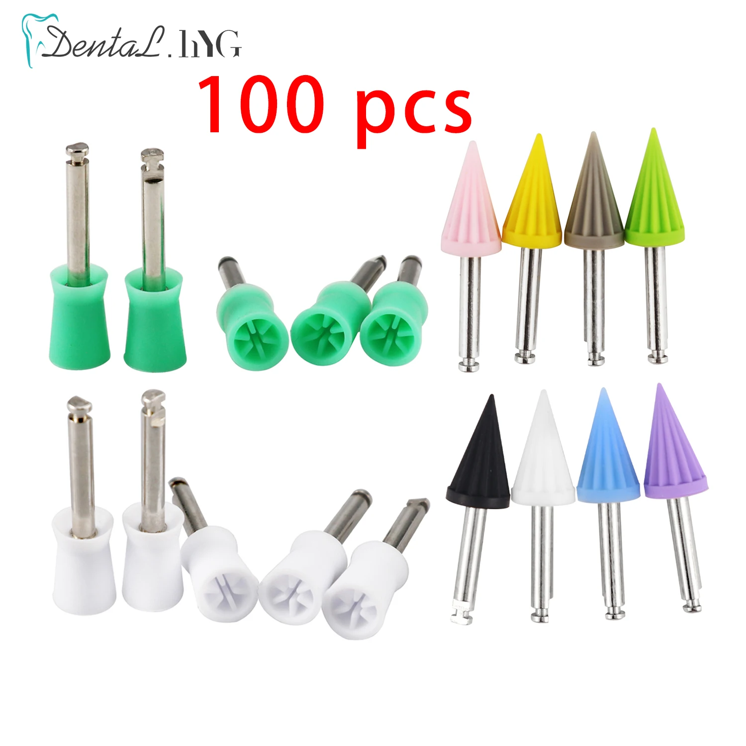 

100pcs/bag Dental Polishing Cup Brush Rubber Silicone Tapered Prophy Cup Teeth Whitening Accessory Dentist Tool Lab Material