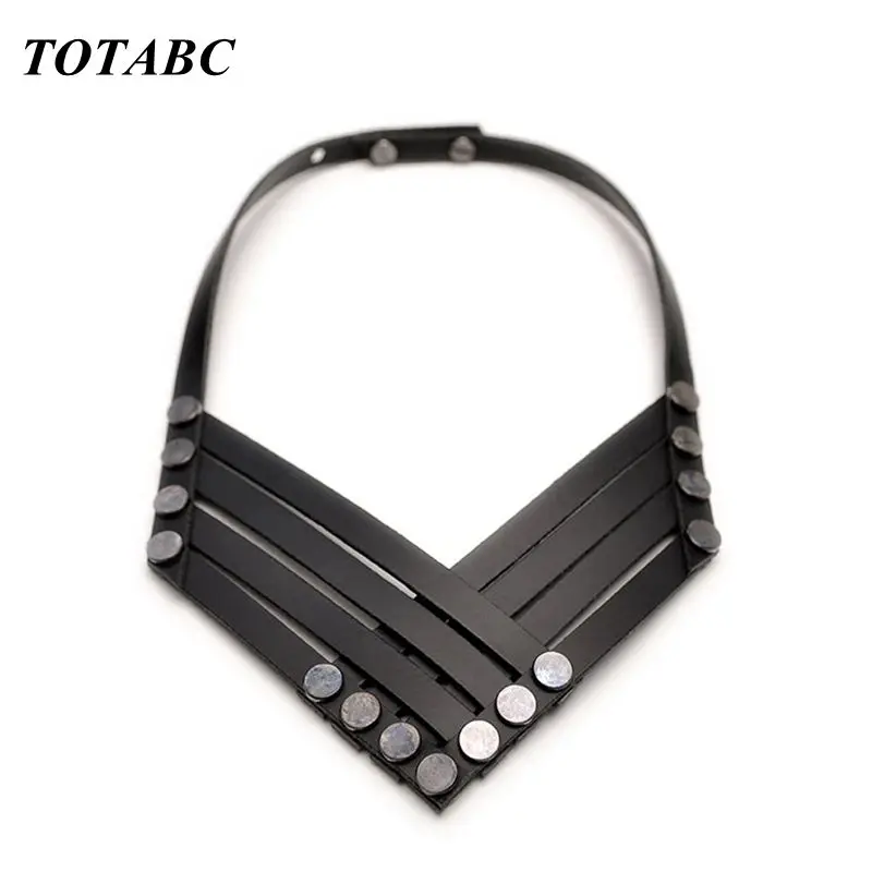 TOTABC Female Black Genuine Leather Necklaces & Pendants For Women Fashion Jewelry Harajuku accessories