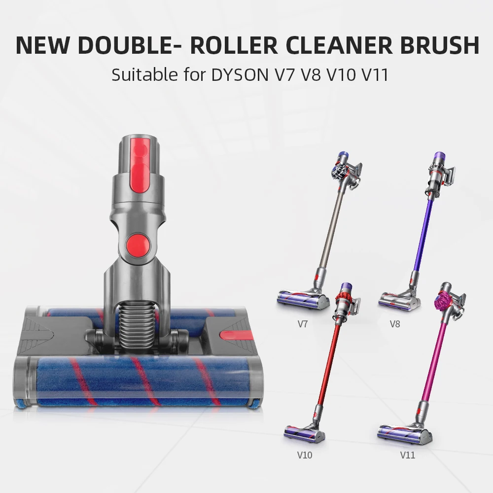 Omnidirectional Rotatable Double Soft Roller Brush for Dyson V7 V8 V10 V11 Vacuum Cleaner Parts Engineered for Hard Floors