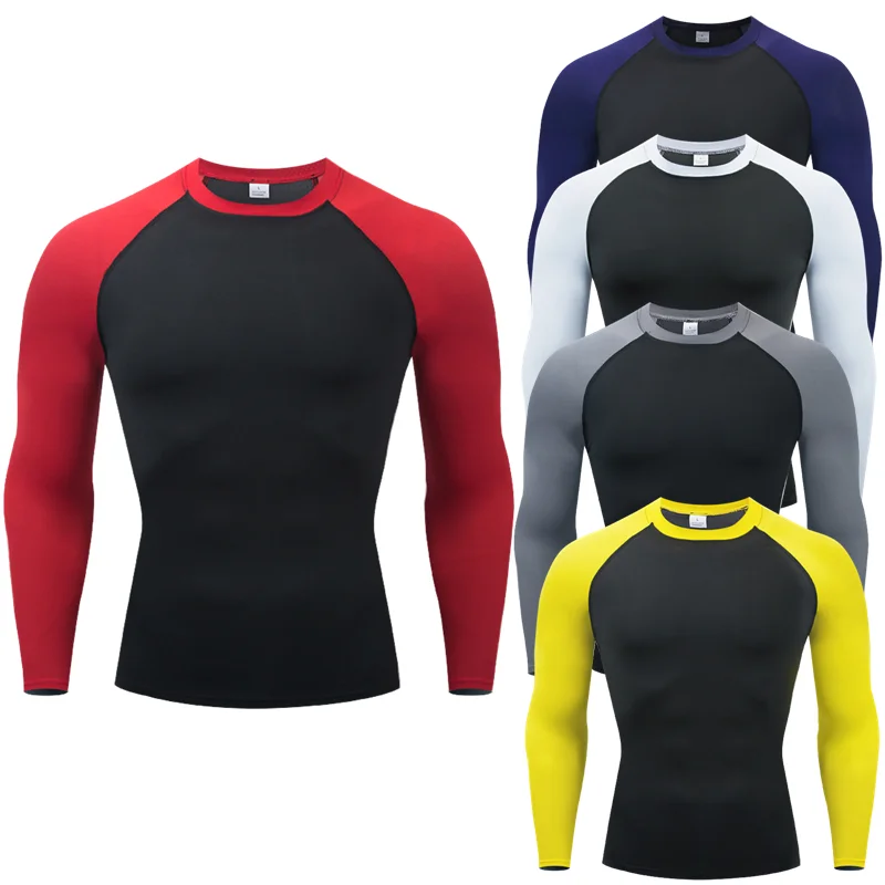 Men\'s Jogging T-shirt Compression Long Sleeve Running Sport T Shirt Fitness Tops Tee Quick Dry Tight Training Gym Shirts Jersey