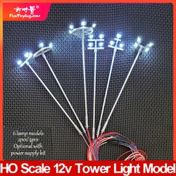 2/4pcs HO Scale Model Lighting Tower 12V Tower Lights Model Light Layout Lamppost Train/garden/playground/stadium Overhead Lamp