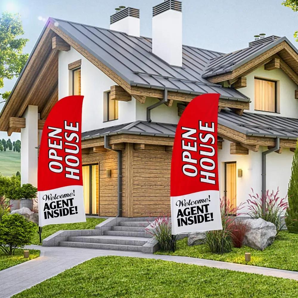 

Open House Swooper Flag Pole Kit Sign Advertising for Companies Feather Flag for House Agent Sale Outdoor Decoration Real Estate