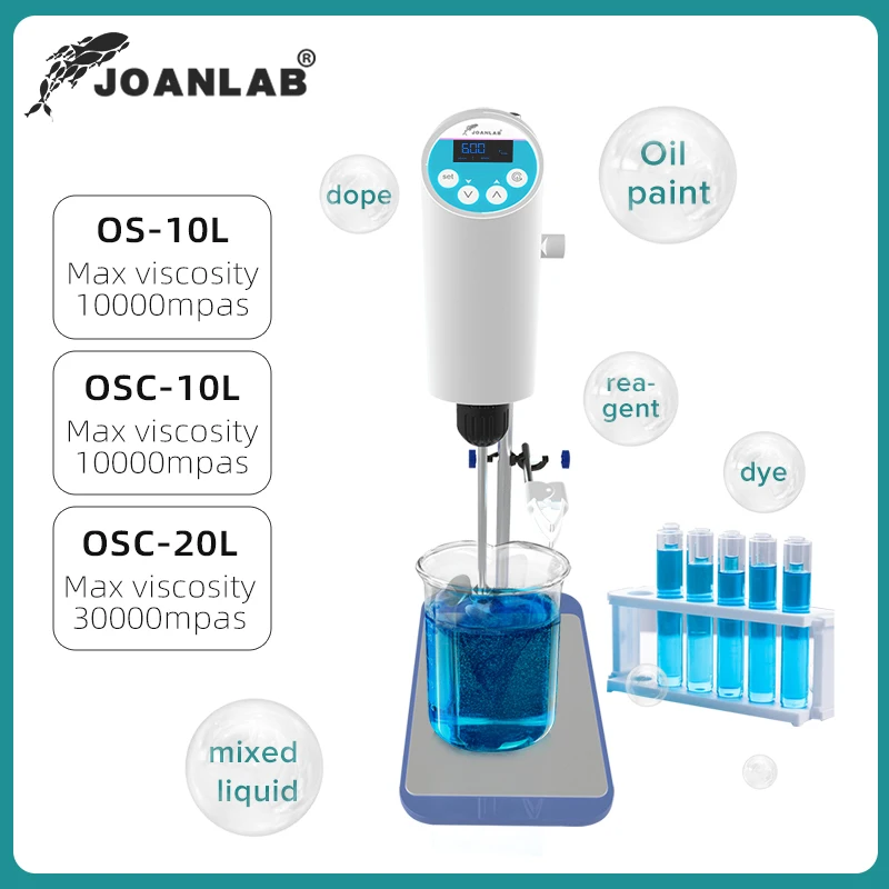 JOANLAB Agitatore da laboratorio da 110 V a 220 V Agitatore elettrico Display digitale Miscelatore da laboratorio Attrezzatura da laboratorio Capacità di agitazione massima: 20 litri