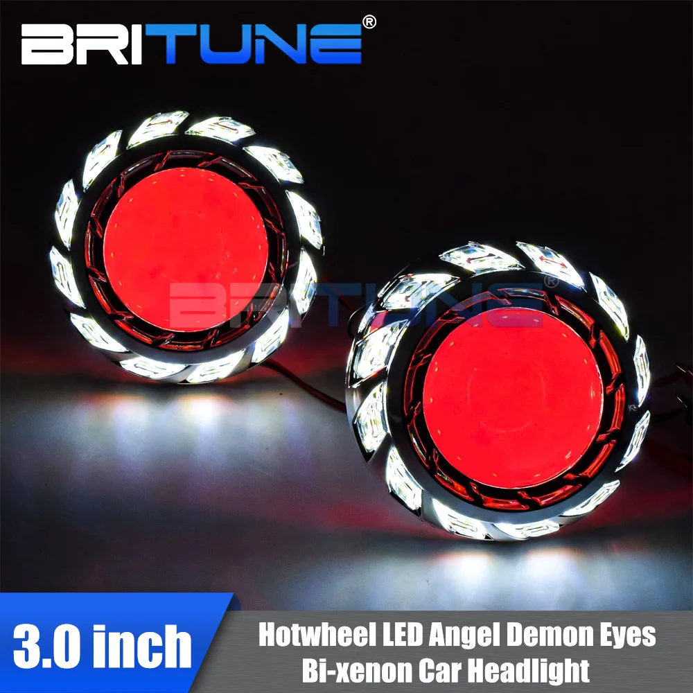 Proyector de faro con lente bi-xenón en espiral, 3 pulgadas, LED, Ojo de Ángel y diablo, COB, Halo blanco, Kit de lámpara de xenón, accesorios de bombillas H1 HID/LED