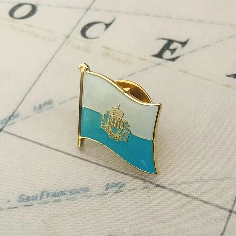 SAN MARINO  National Flag Embroidery Patches Badge Shield And Square Shape Pin One Set On The Cloth Armband  Backpack Decoration