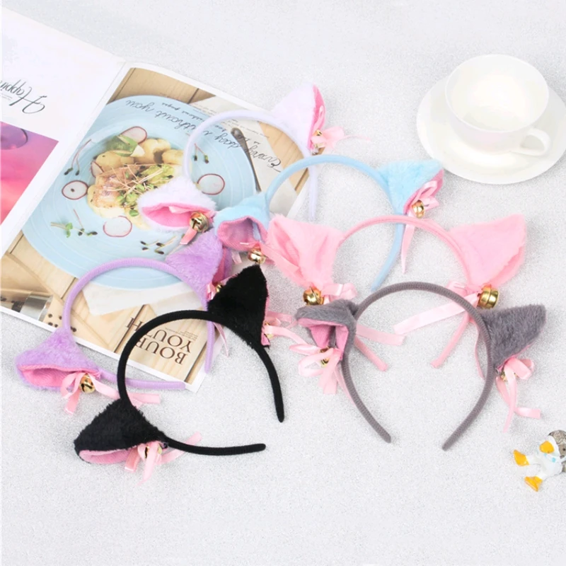 Halloween cute cat ears 6 colors headband cat headwear maid cat girl cosplay anime party dance party headband hairpin with bell