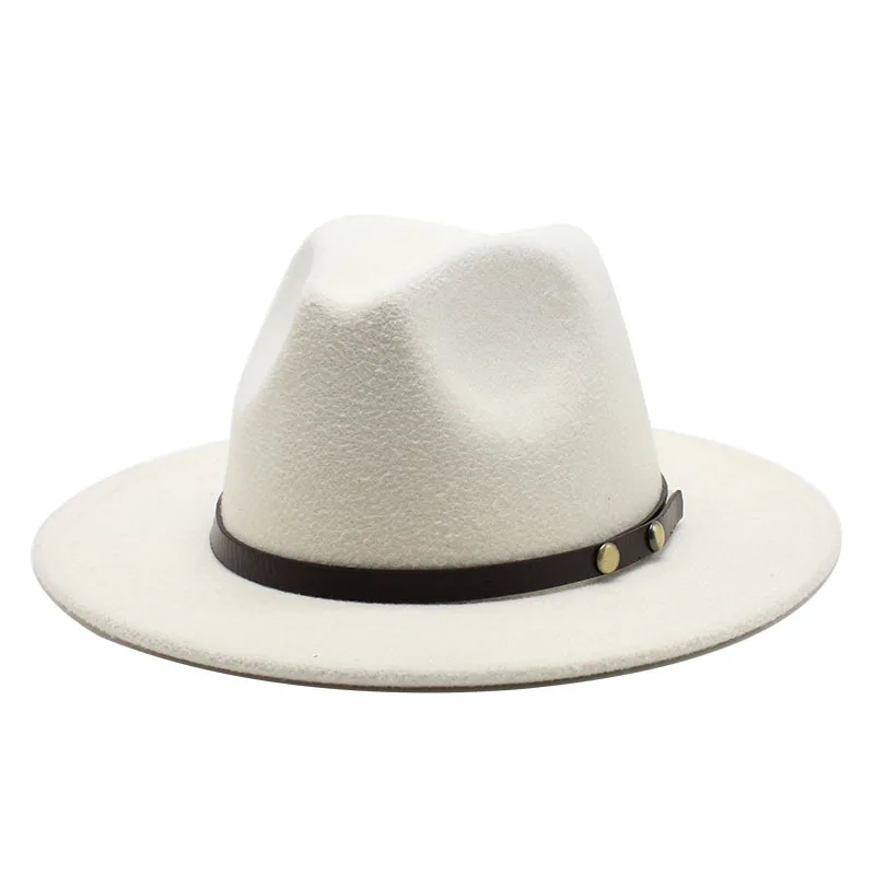 Yellow Fedora Hat jazz hip-hop hat belt various accessories winter unisex Fedora Hat monochrome Женская шляпа