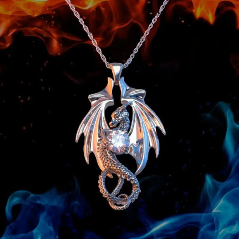 Bright And Shiny Diamond Necklace Fashion Carving Three-Dimensional Dragon-Shaped Couple Pendant Necklace Jewelry Gift 2021