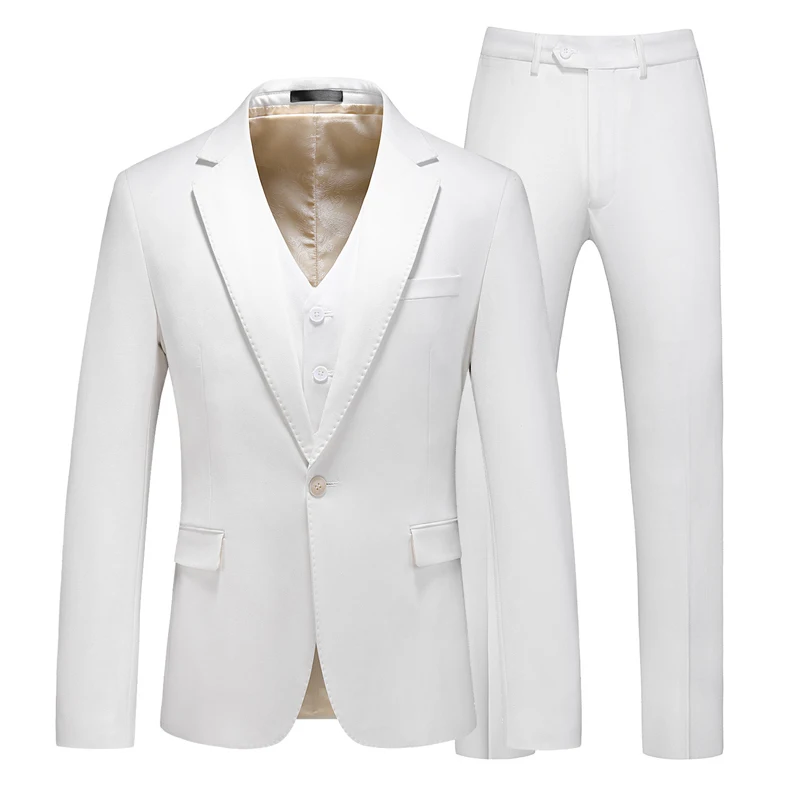 

Solid White Suit 3 Pcs 2021 Retro Gentlement Grooms Suit Business Formal Dress Men Tuxedo Suit Size S-5XL