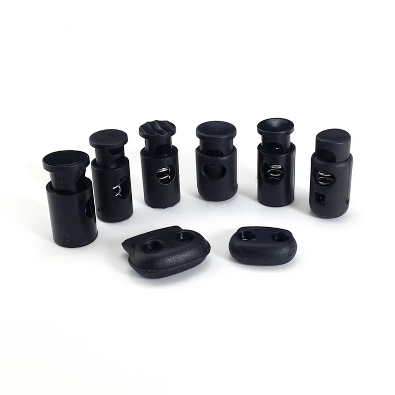 20 pcs Black Hole Plastic Stopper Cord Lock Bean Toggle Clip DIY Apparel Paracord Elastic Button Lanyard Rope Accessories