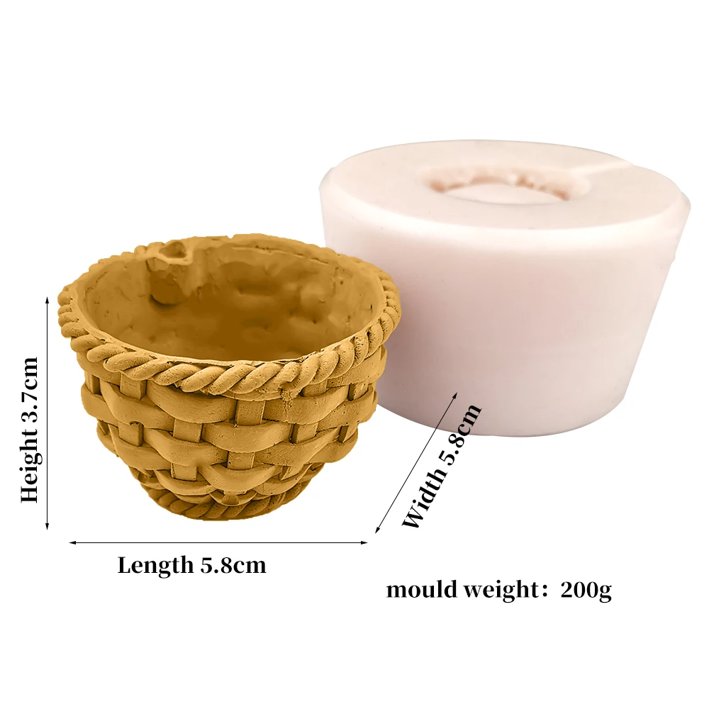 QT0325 PRZY Soap Mold Flower Basket 3D Bamboo Basket Moulds Silicone Wedding Birthday Candle Mold Clay Resin Moulds