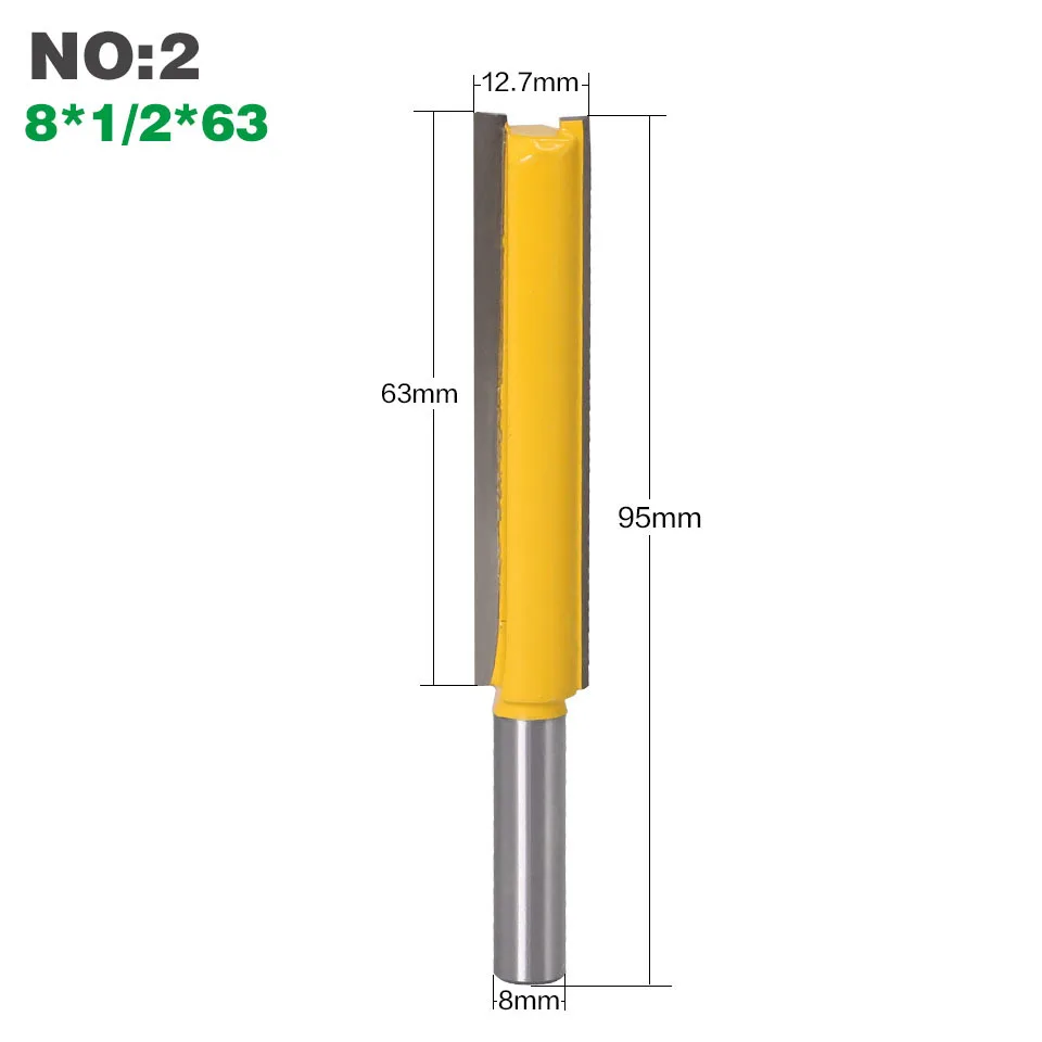 1 peça 8mm haste cortador de moagem de madeira escultura em madeira reto broca de roteador 1/2 "por dia. Cortador de madeira com comprimento de 3 polegadas