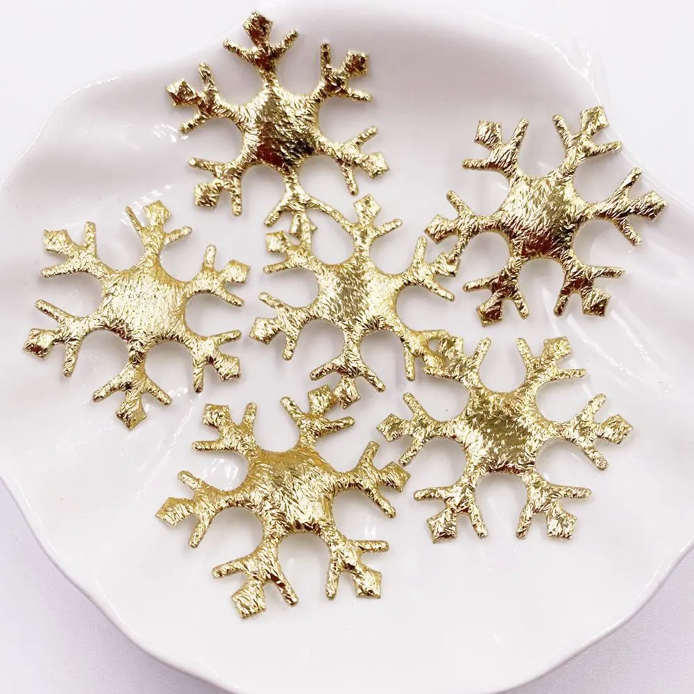 100pcs 35mm Padded Gold Silver Cloth Christmas Snowflower Patchs christmas Appliques DIY Bow Accessories Craft Supplies