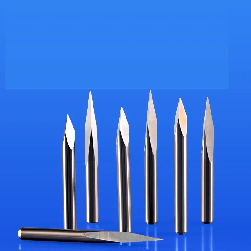 텅스텐 강철 3.175mm 삼각형 날카로운 칼 센터 스트레이트 칼, 옥 조각 칼 CNC 컴퓨터 조각 공작 기계