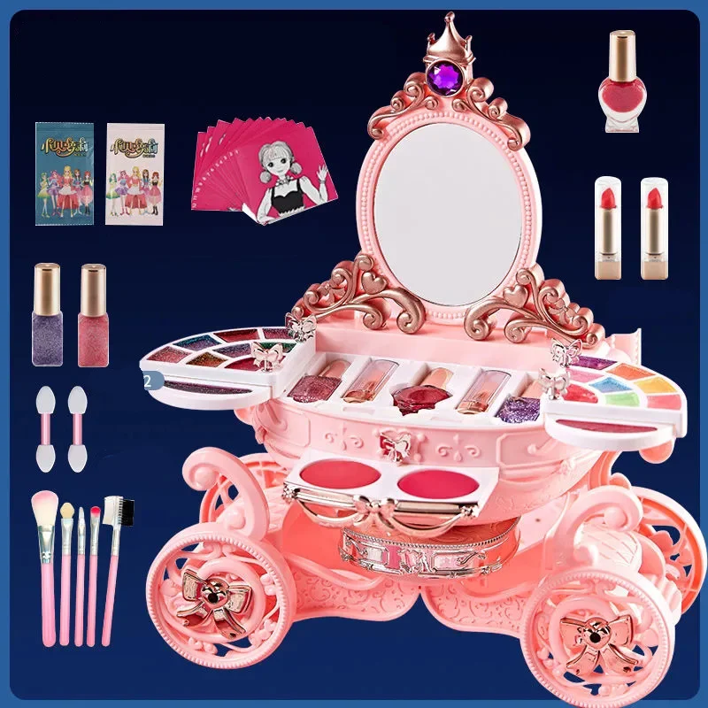 Kids Make Up Set Beauty Toys For Children Pretend Play Princess Pink Makeup Safety Non Toxic Washable Kit Toys Girls Gifts