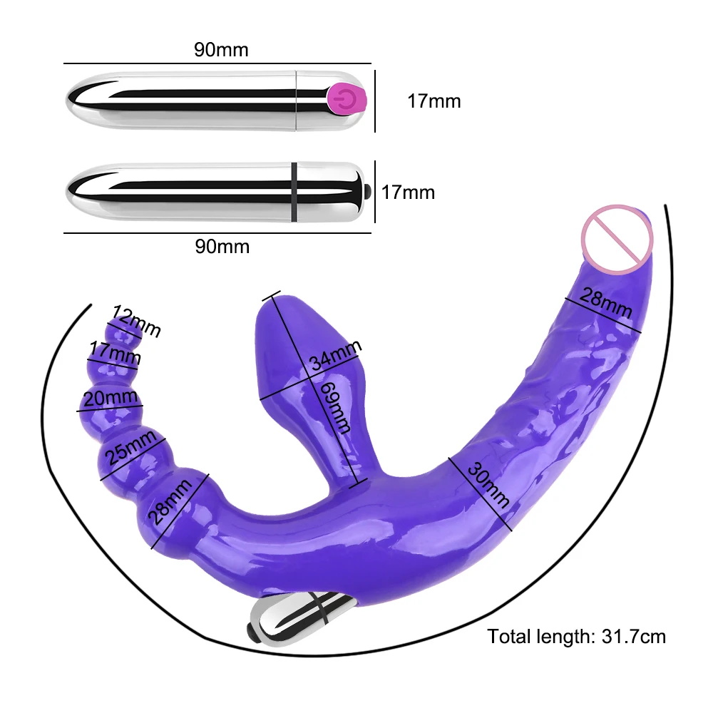 Mainan seks penggetar Dildo tanpa tali Vibrator Anal Plug untuk pria wanita pemijat prostat Vibrator kepala ganda