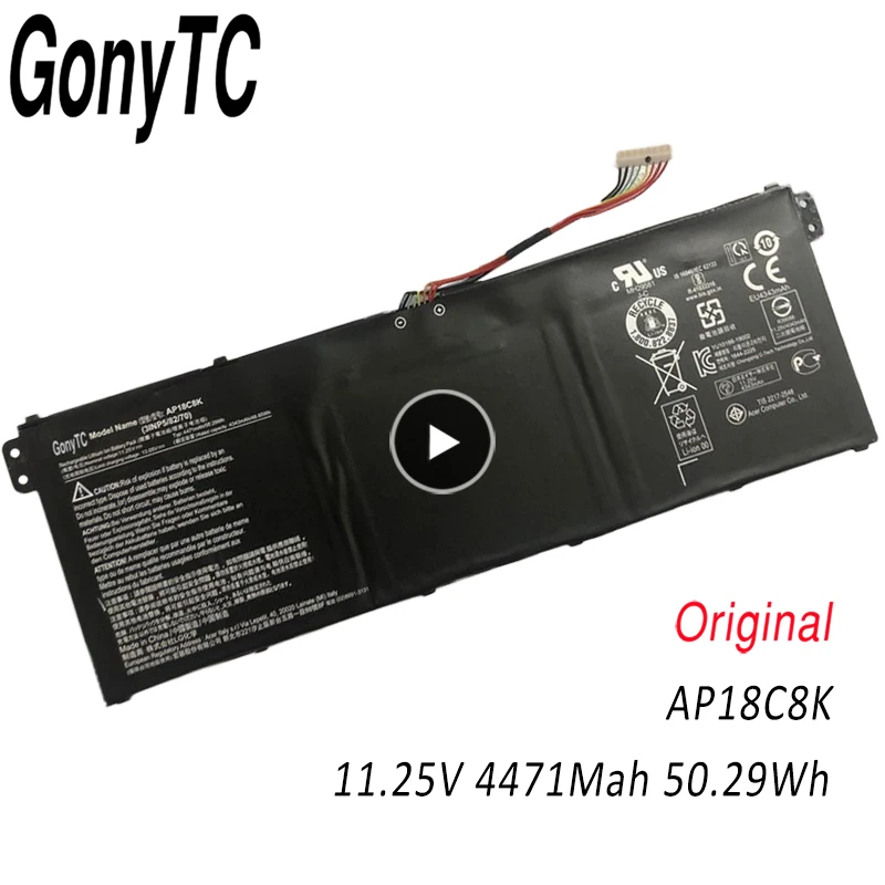 

AP18C8K AP18C4K New Genuine 11.25V 4471mAh 50.29W Original Battery 3INP5/82/70 for ACER TravelMate P2 TMP215 B1