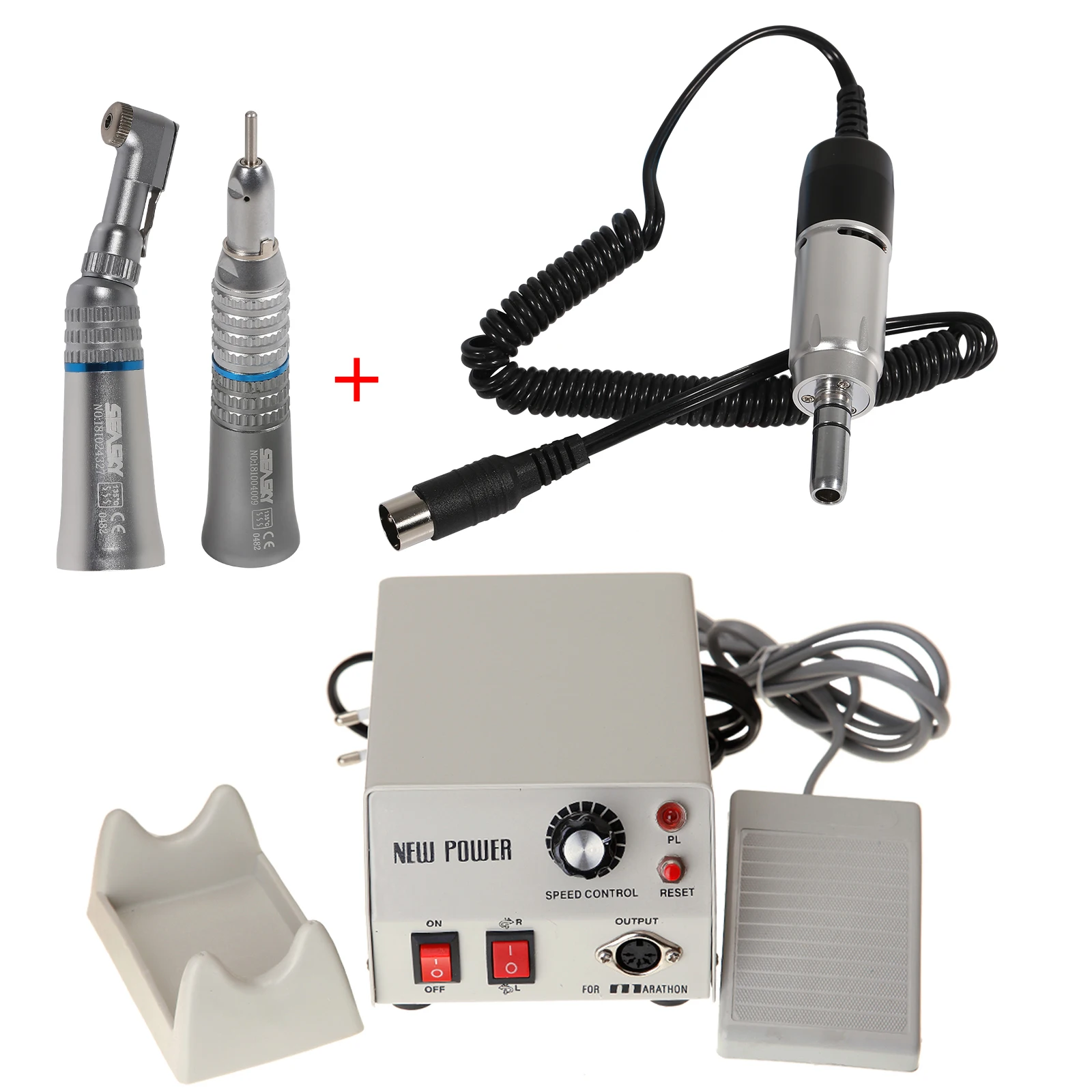 Micromotor Dental Dentist Polisher N2+Contra Angle & Straight Nosecone+35,000 rpm Electric Micro Motor