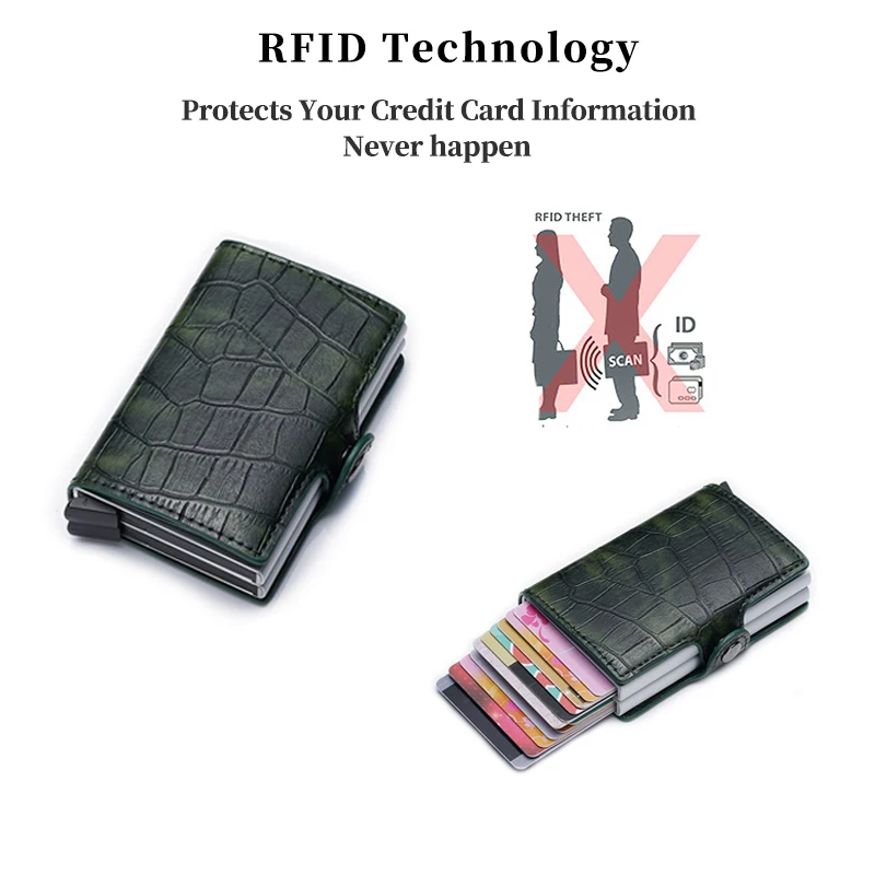 Custom Card Holder Double Wallet Men Women Rfid Money Bag Male Hasp Black Leather Magic Wallet Snake Small Smart Trifold Wallet