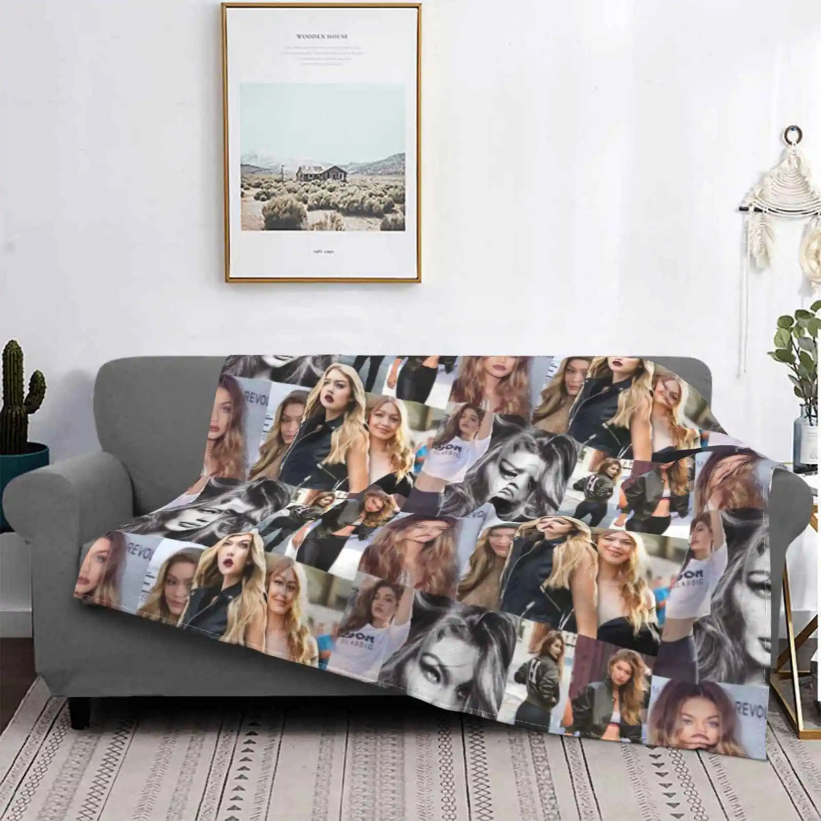 Gigi Hadid Shaggy Throw Soft Blanket Sofa / Bed / Travel Love Gifts Gigi Hadid Bella Hadid Model Of The Year Zayn Malik Gigi And