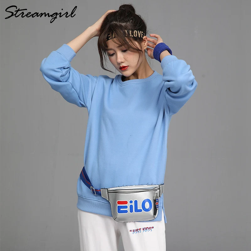 Female Sweatshirt Women Cotton 2021 Autumn Winter Coat Loose Korean Long Sleeve Top Blue Sweatshirts For Women Pulovers Autumn