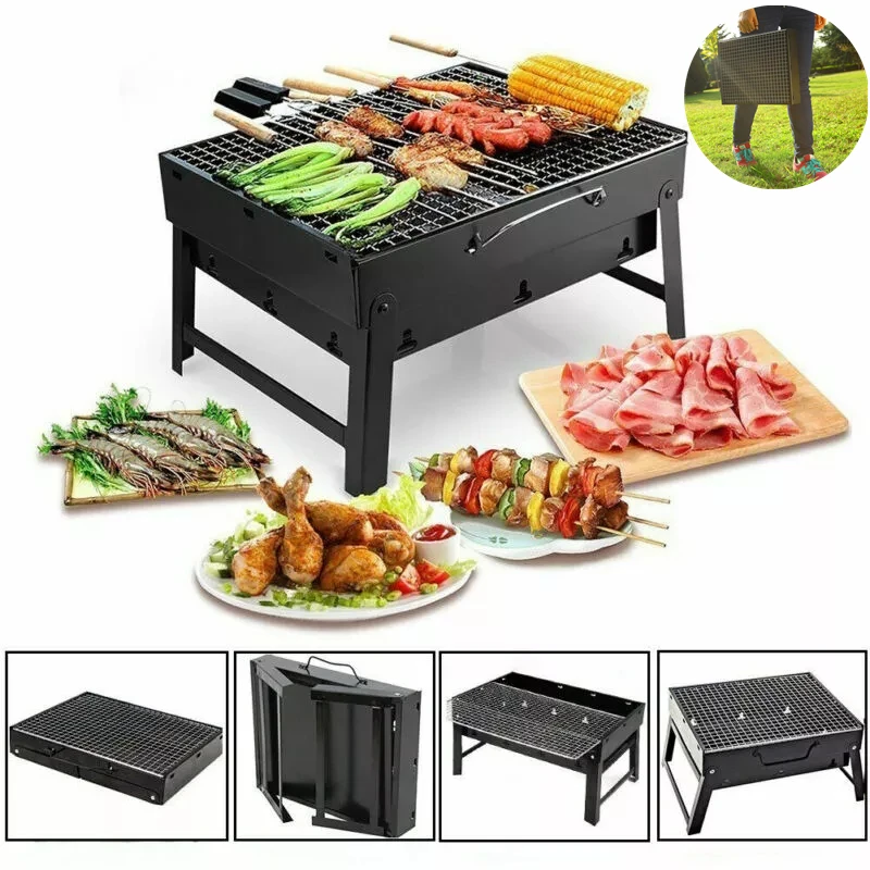 Charcoal BBQ Stainless Steel Fold Roasted Barbecue Tools Outdoor Tourism and Camping Picnic BBQ Camping Supplies Grill Stove