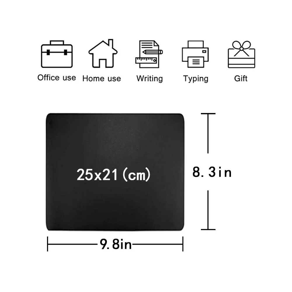 Computer Mousepad Black and Simple Color Pattern Small 25x21cm Mouse Pad Anti-slip PU Leather Waterproof Gaming Mouse Mat