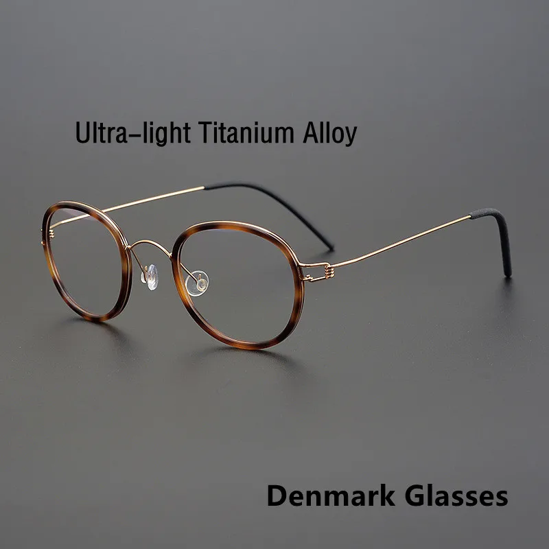 Denmark Brand Ultra-Light Prescription Oval Glasses For Men Myopia Alloy Frame Handmade NO Screw Women Reading Gafas Spectacles