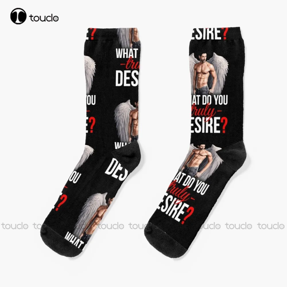 What Do You Truly Desire? Lucifer, Lucifer Morningstar, Devil Socks He Office Socks Unisex Adult Teen Youth Socks