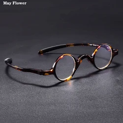 May Flower TR90 Tiny Reading Glasses Men's Eyeglasses Frame Retro Anti Blue Round Eyeglasses Smart Men's Glasses For Reading +4