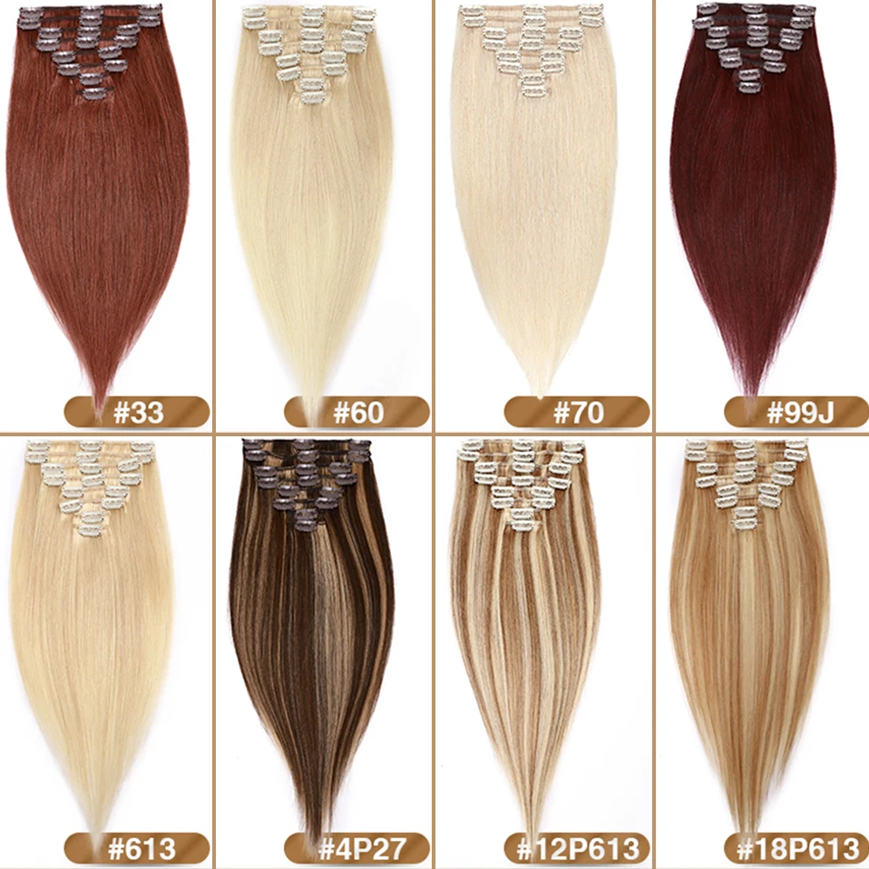 S-noilite Clip In Human Hair Extensions 8Pcs 65g-120g 8\